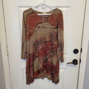 Studio Gem Animal Print Shark Bite Multi C Tunic Size XXL